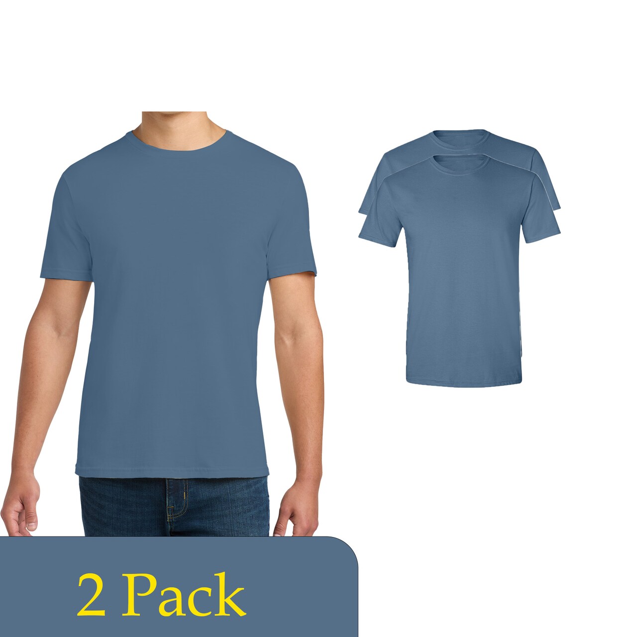 Gildan Men's Softstyle Bulk T-Shirt Pack for Custom Printing & Crafting, Indigo Blue (2-14 Pack)